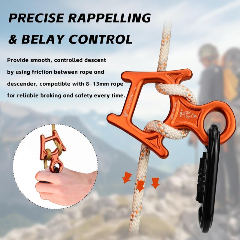 TFTICFH Figure 8 Descender, 30kN Climbing Descender, Heavy Duty 7075 Aluminum Belay & Rappel Equipment for Climbing, Mountaineering, Arborist, Caving, Aerial Yoga - Image 2